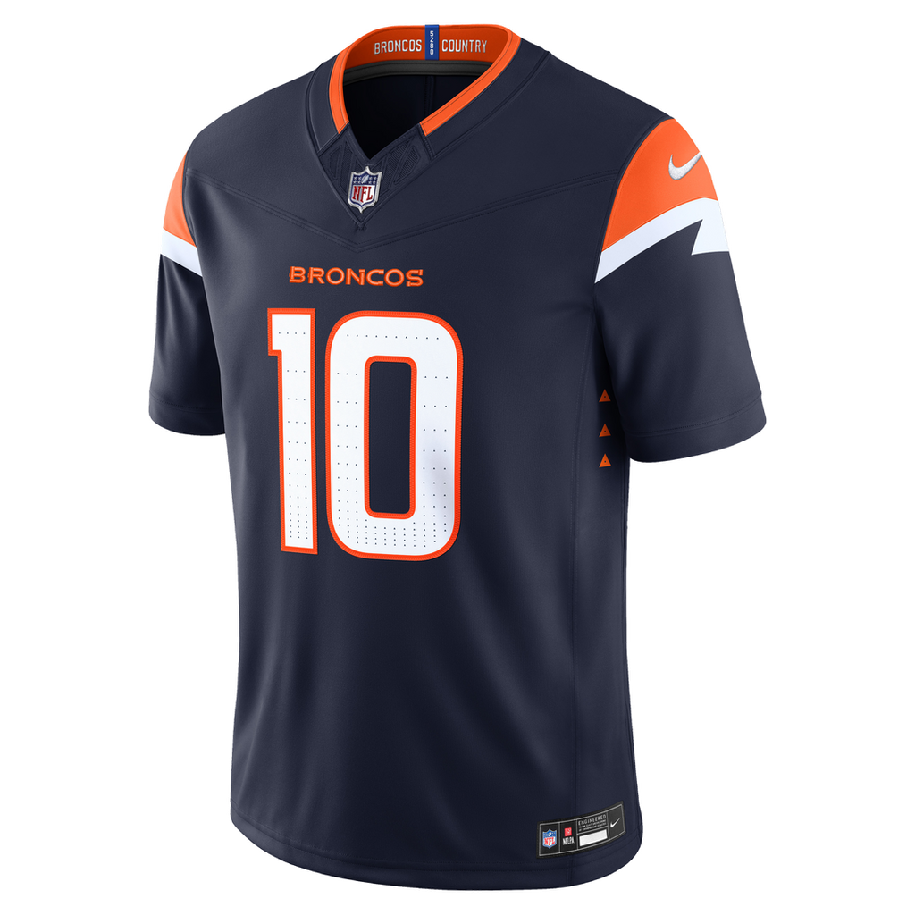 Denver Broncos Bo Nix Nike White Vapor F.U.S.E. Stitched Limited Jersey product image 11, provided for visual reference and