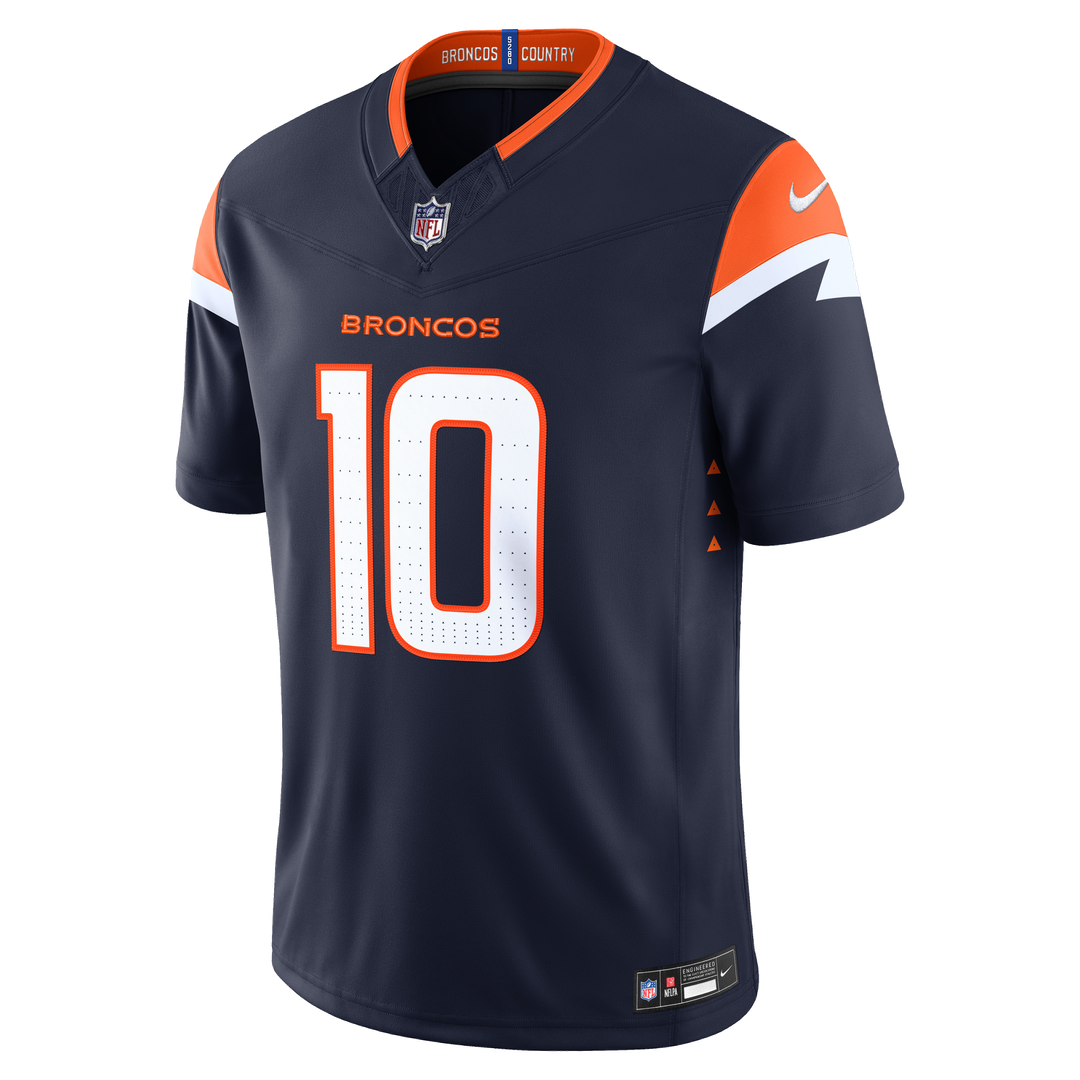Denver Broncos Bo Nix Nike White Vapor F.U.S.E. Stitched Limited Jersey product image 11, provided for visual reference and