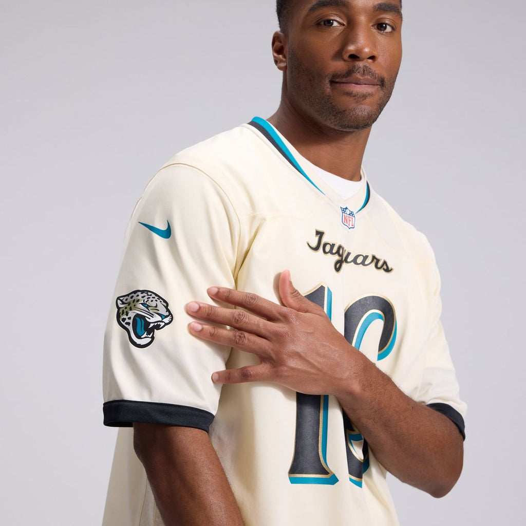 Jacksonville Jaguars Trevor Lawrence Nike Natural 2026 Rivalries Collection Game Jersey product image 9, provided for visual