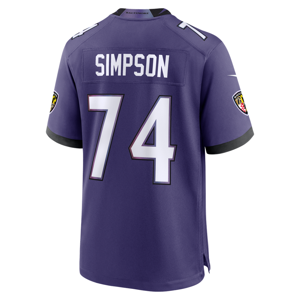 Baltimore Ravens John Simpson Nike Purple Team Game Jersey product image 3, provided for visual reference and product detail
