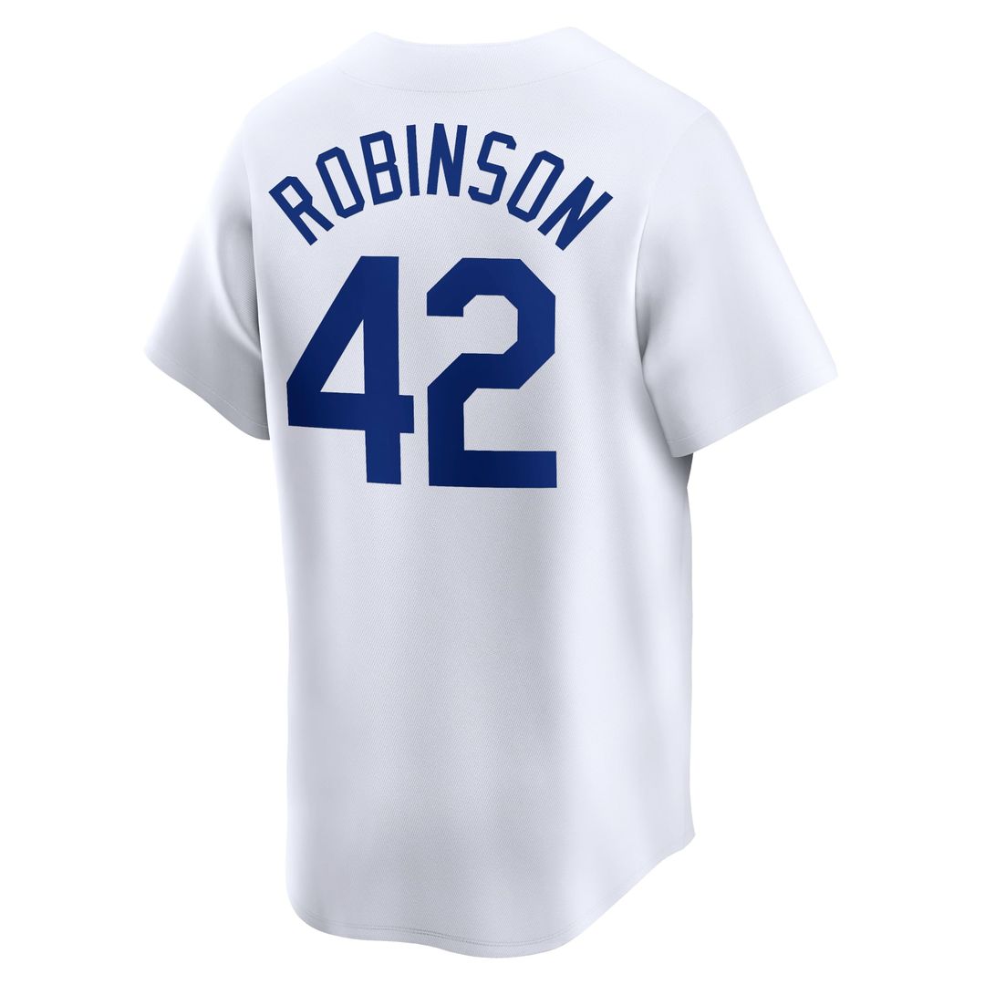 Brooklyn Dodgers Jackie Robinson Nike White Throwback Cooperstown Collection Limited Jersey product image 6, provided for
