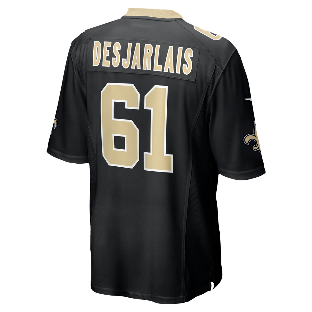 New Orleans Saints Drew Desjarlais Nike Black Game Player Jersey product image 3, provided for visual reference and product