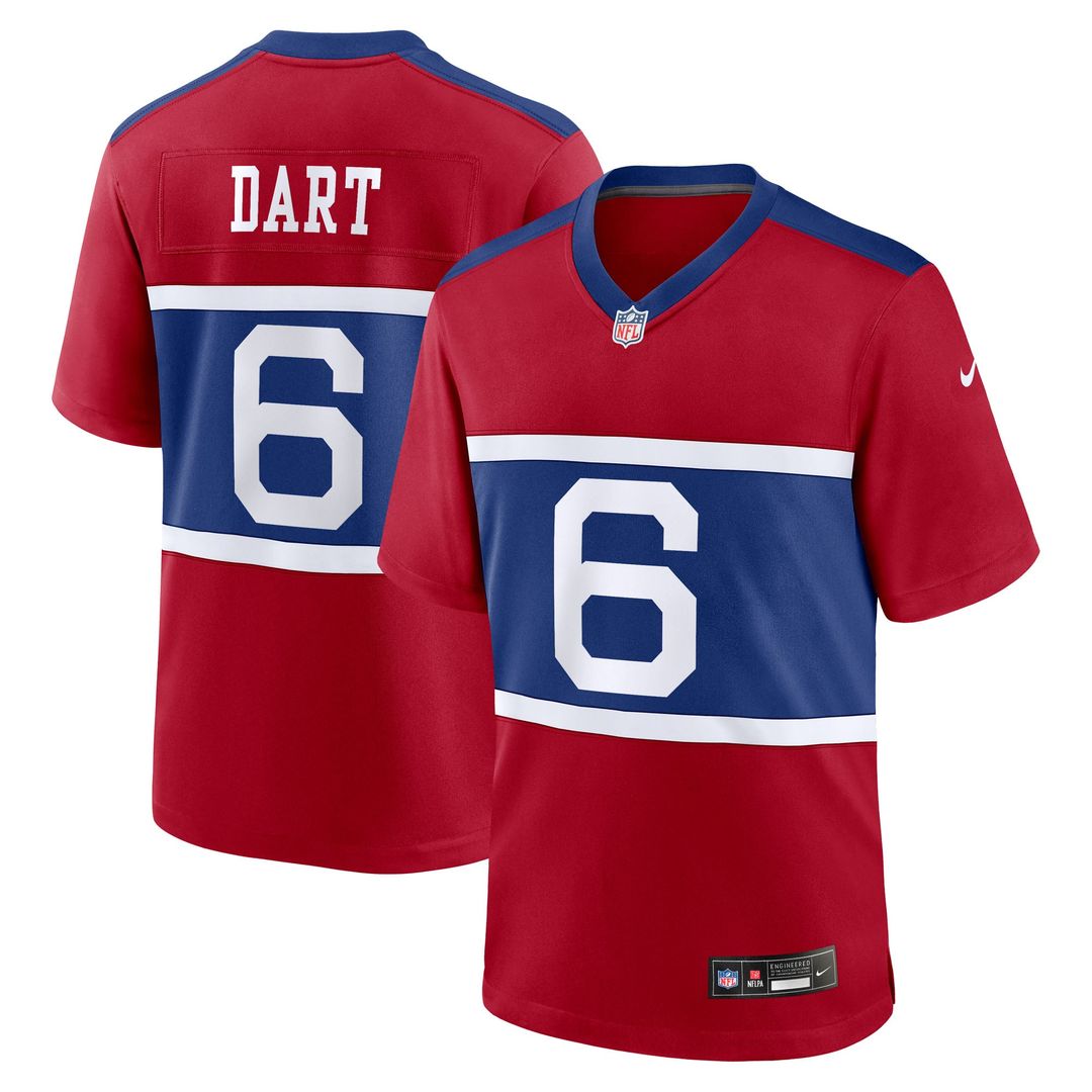 New York Giants Jaxson Dart Nike Red Alternate Century Red Game Jersey product image 7, provided for visual reference and