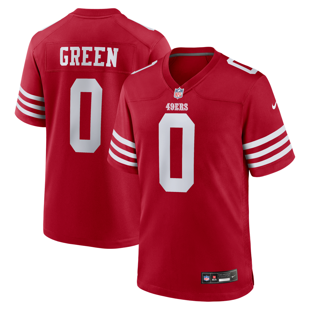San Francisco 49ers Renardo Green Nike Scarlet Game Jersey product image 1, provided for visual reference and product detail