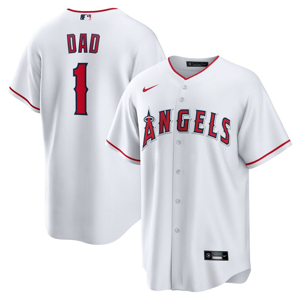 Los Angeles Angels Nike White #1 Dad Home Replica Jersey product image 1, provided for visual reference and product detail