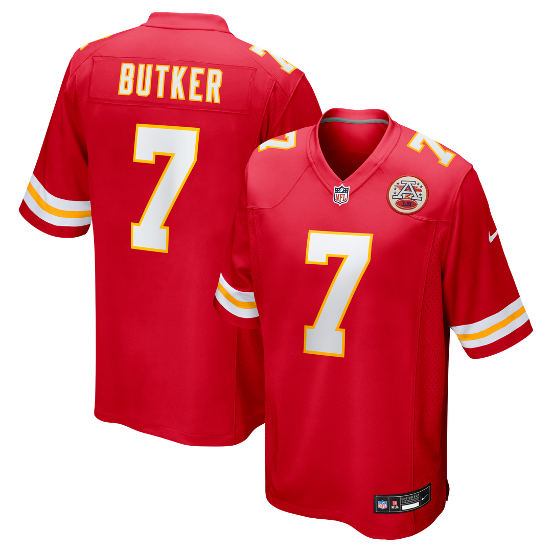 Kansas City Chiefs Harrison Butker Nike Red Game Jersey product image 1, provided for visual reference and product detail