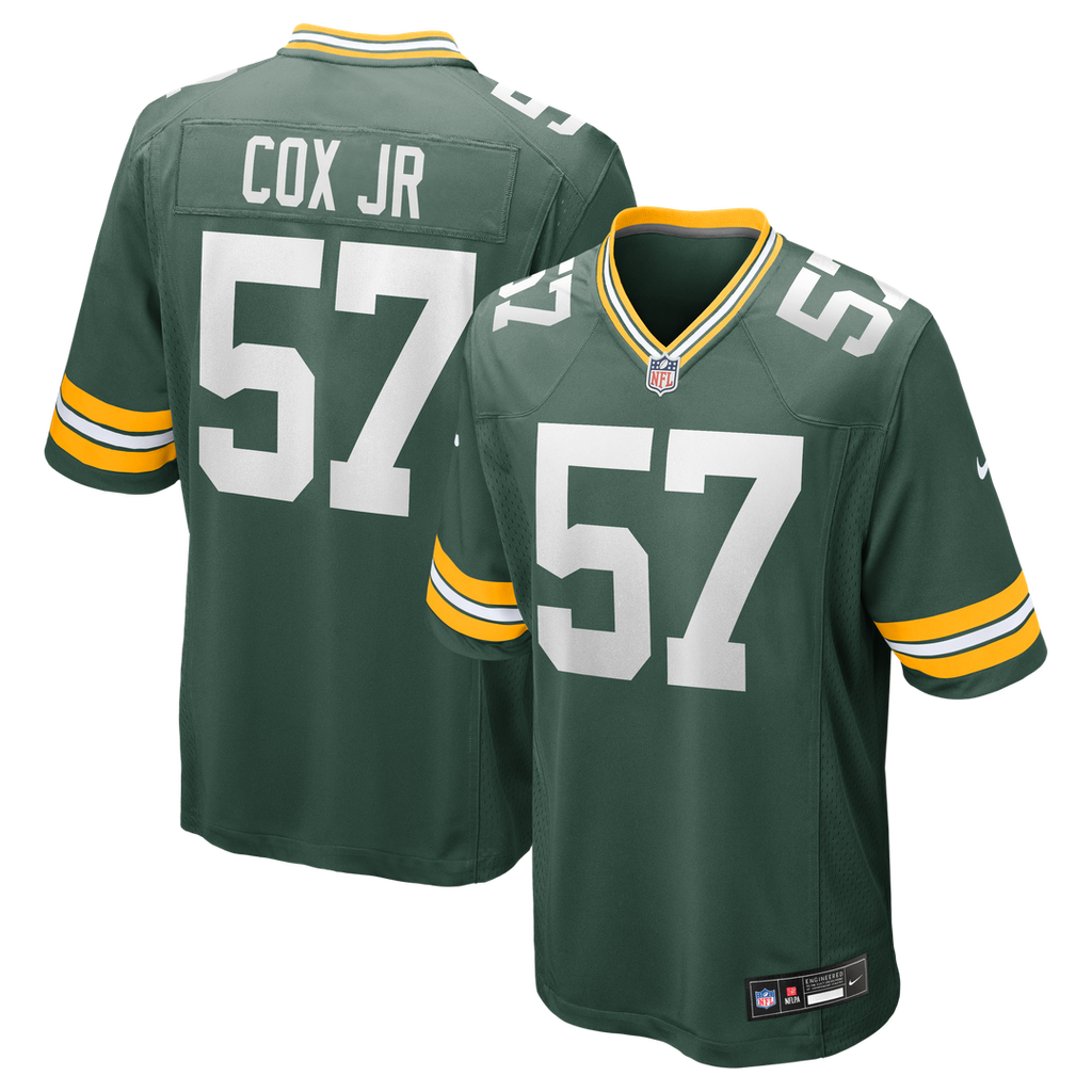 Green Bay Packers Brenton Cox Jr. Nike Green Game Jersey product image 1, provided for visual reference and product detail