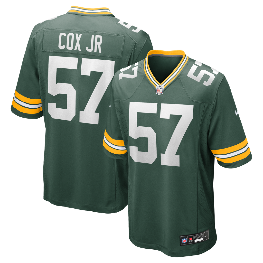 Green Bay Packers Brenton Cox Jr. Nike Green Game Jersey product image 1, provided for visual reference and product detail
