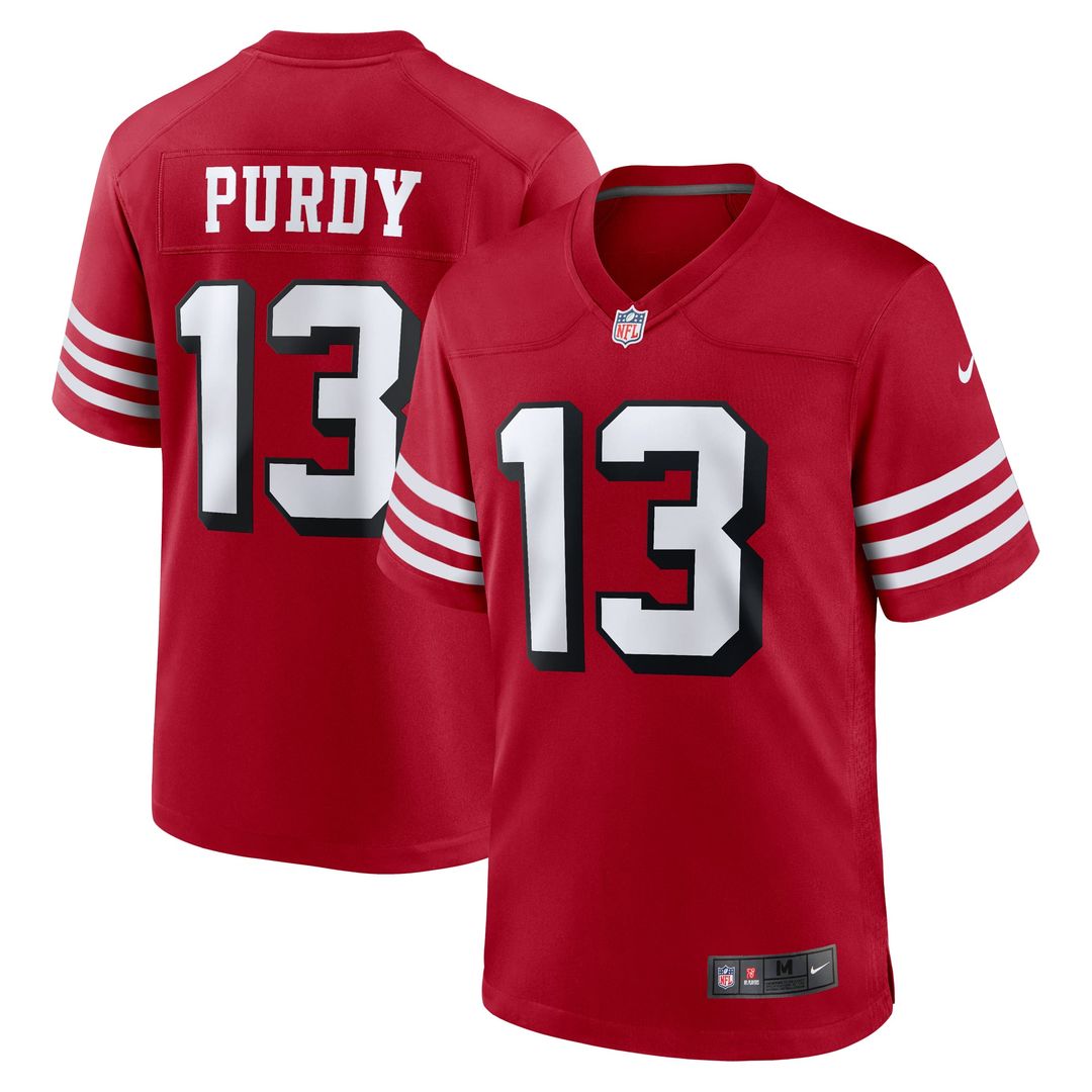 San Francisco 49ers Brock Purdy Nike Scarlet Alternate Game Player Jersey for Men product image 1, provided for visual