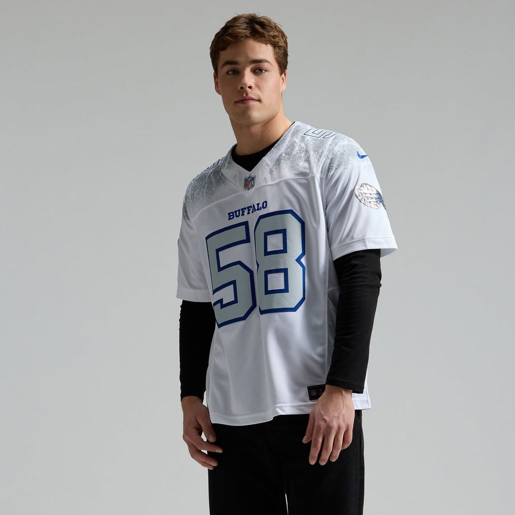 Buffalo Bills Matt Milano Nike White Rivalries Collection Stitched Limited Jersey product image 6, provided for visual