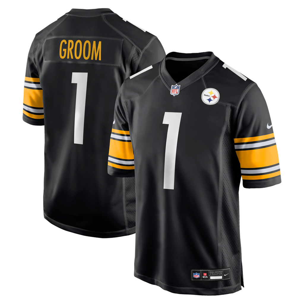 Pittsburgh Steelers Number 1 Groom Nike Black Game Jersey product image 1, provided for visual reference and product detail