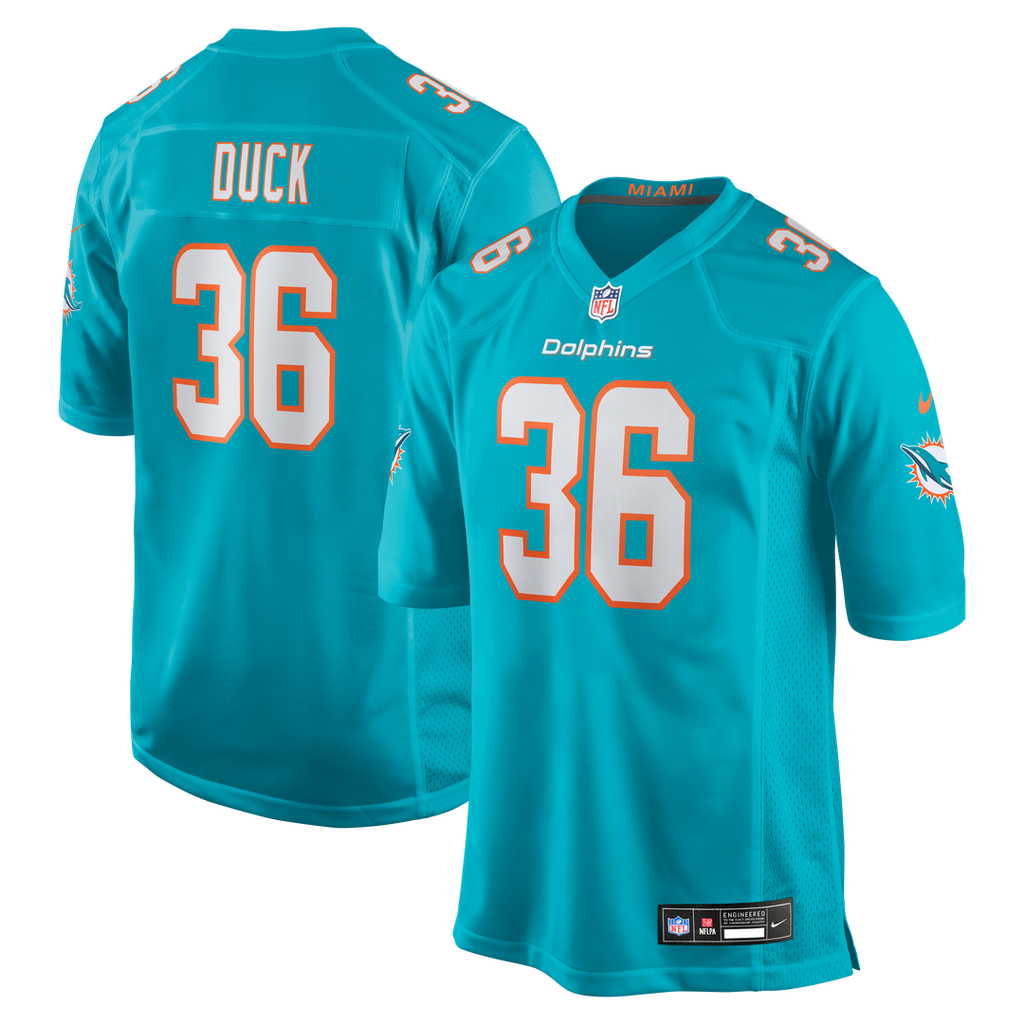 Miami Dolphins Storm Duck Nike Aqua Game Jersey product image 1, provided for visual reference and product detail review