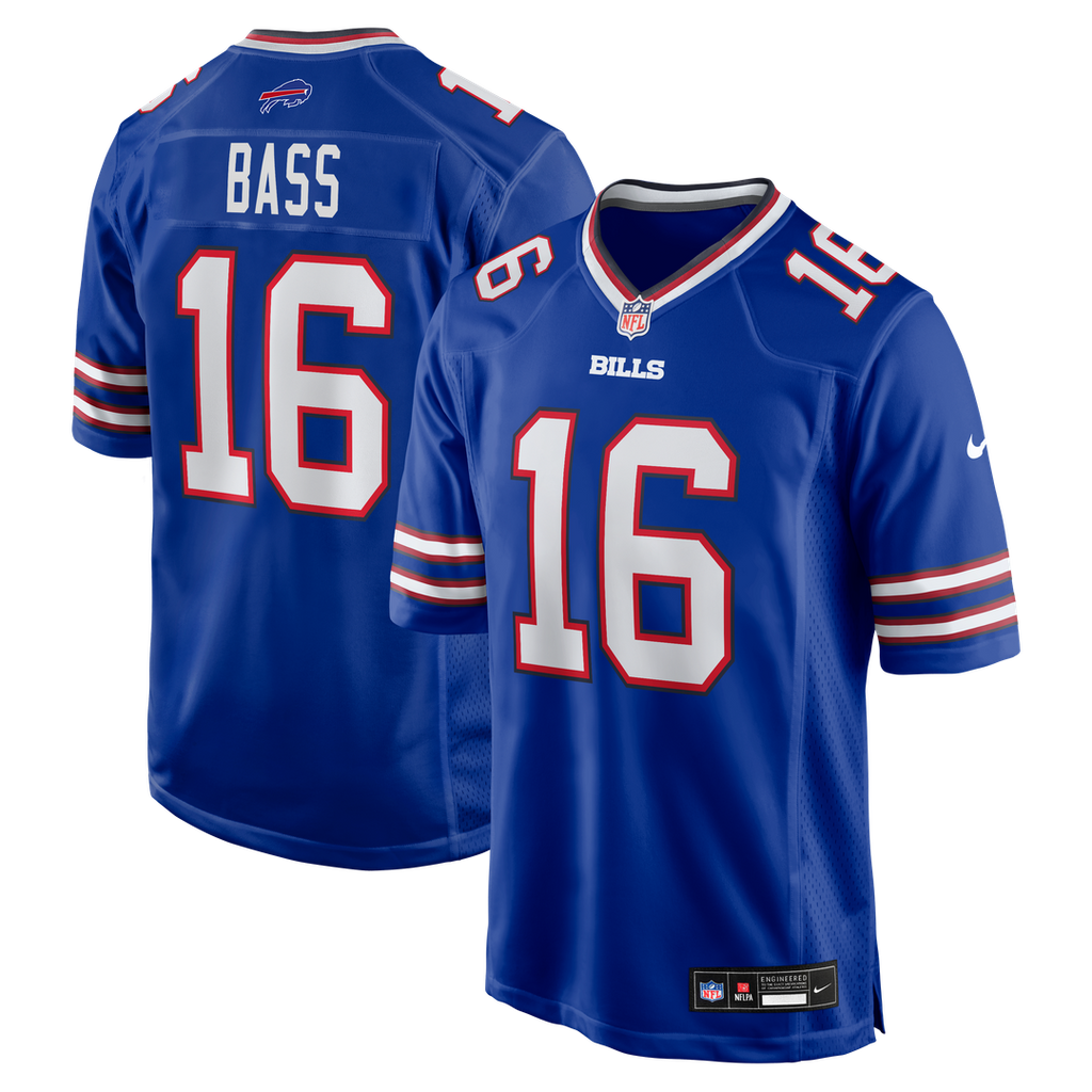 Buffalo Bills Tyler Bass Nike Royal Team Game Jersey product image 1, provided for visual reference and product detail review