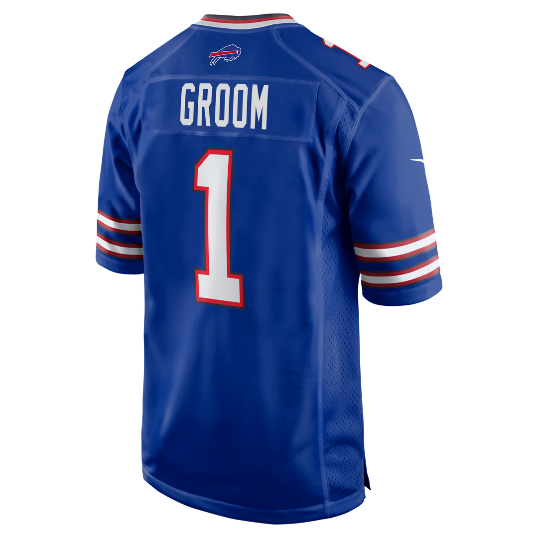 Buffalo Bills Number 1 Groom Nike Royal Game Jersey product image 3, provided for visual reference and product detail review
