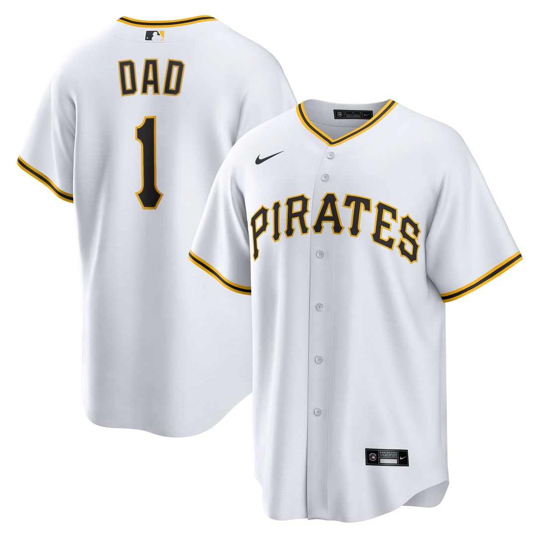 Pittsburgh Pirates Nike White #1 Dad Home Replica Jersey product image 1, provided for visual reference and product detail