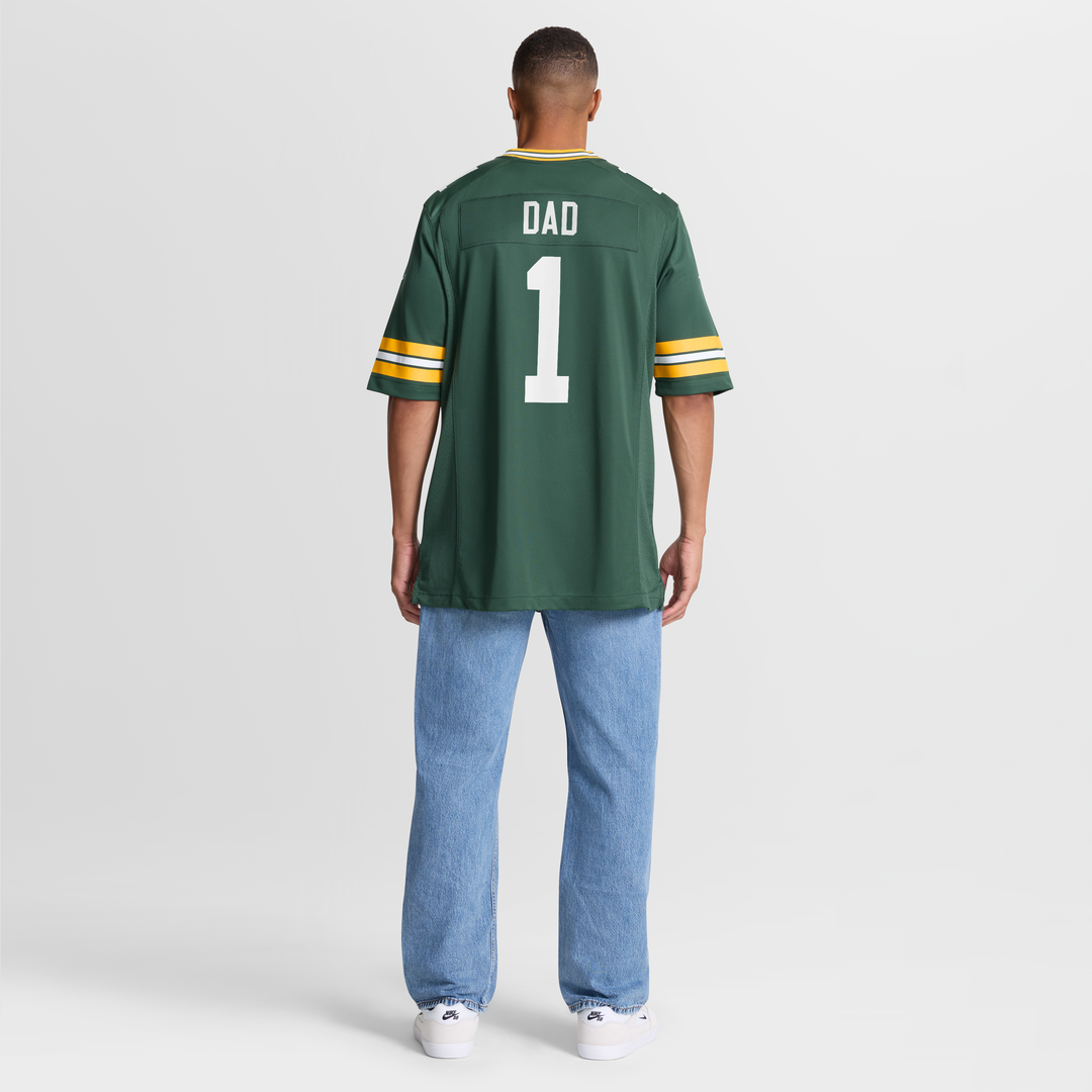 Green Bay Packers Number 1 Dad Nike Green Game Jersey product image 8, provided for visual reference and product detail
