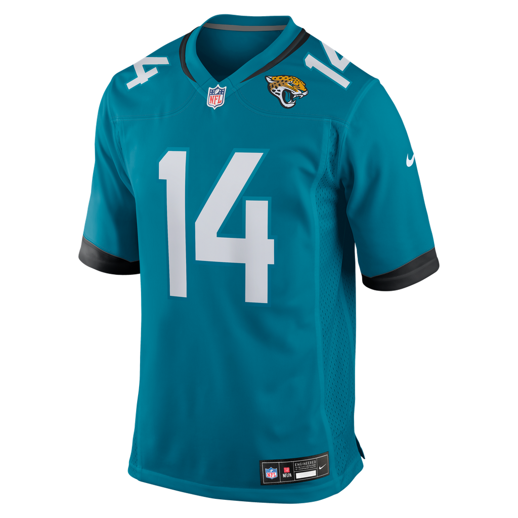 Jacksonville Jaguars Nick Mullens Nike Teal Team Game Jersey product image 2, provided for visual reference and product