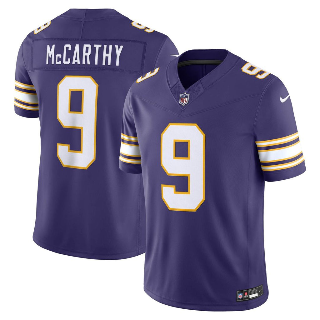 Minnesota Vikings J.J. McCarthy Nike Purple Alternate Classic Vapor F.U.S.E. Stitched Limited Jersey product image 1,