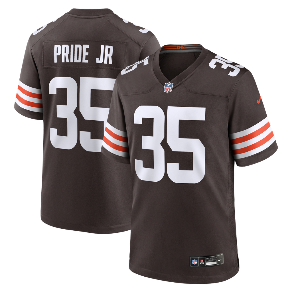 Cleveland Browns Toriano Pride Jr. Nike Brown Team Game Jersey product image 1, provided for visual reference and product