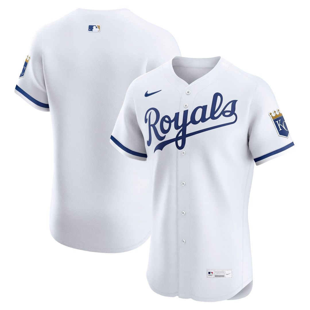 Kansas City Royals Nike White Home Elite Jersey product image 1, provided for visual reference and product detail review