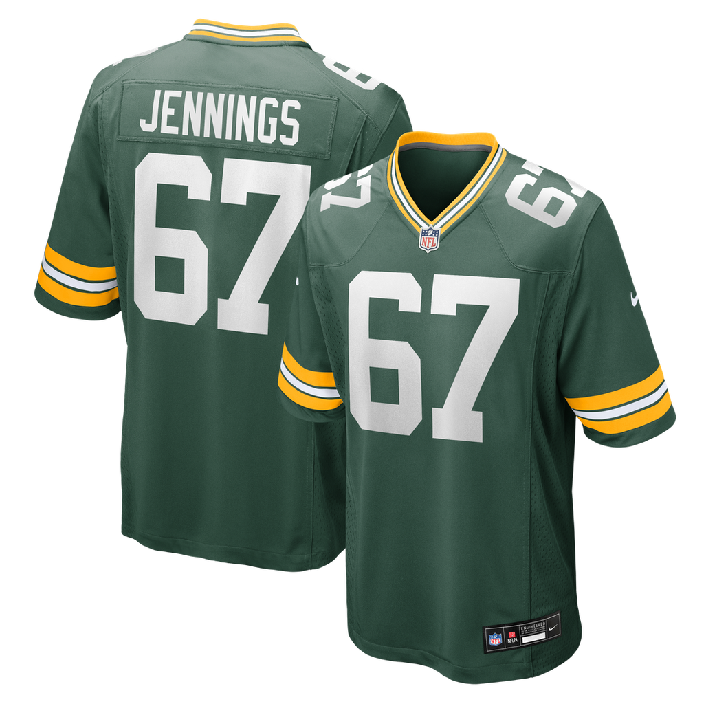 Green Bay Packers Donovan Jennings Nike Green Team Game Jersey product image 1, provided for visual reference and product