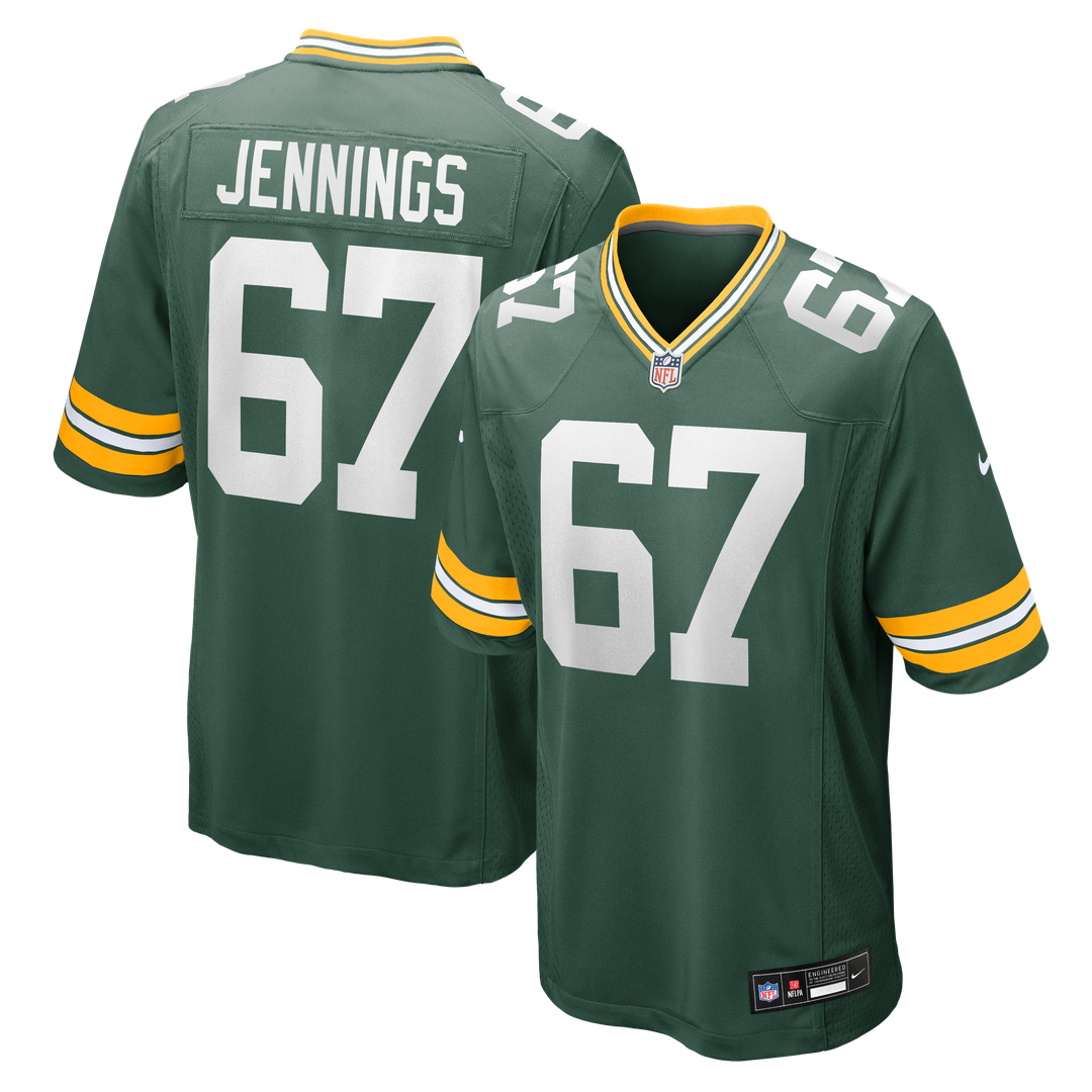 Green Bay Packers Donovan Jennings Nike Green Team Game Jersey product image 1, provided for visual reference and product