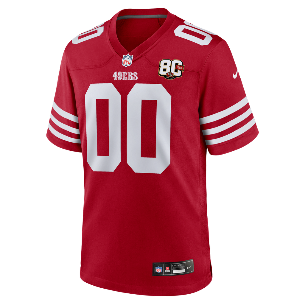 San Francisco 49ers Nike Scarlet 80th Anniversary Custom Game Jersey product image 4, provided for visual reference and