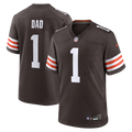 Cleveland Browns Number 1 Dad Nike Brown Game Jersey product image 1, provided for visual reference and product detail review