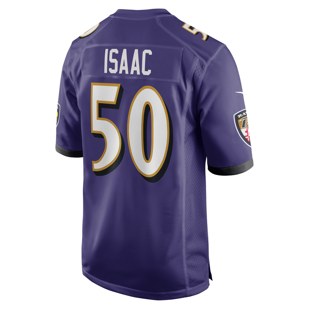 Baltimore Ravens Adisa Isaac Nike Purple Team Game Jersey product image 3, provided for visual reference and product detail
