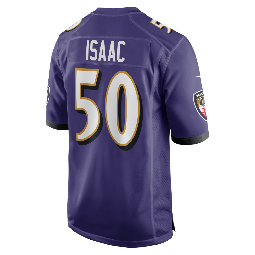 Baltimore Ravens Adisa Isaac Nike Purple Team Game Jersey product image 3, provided for visual reference and product detail