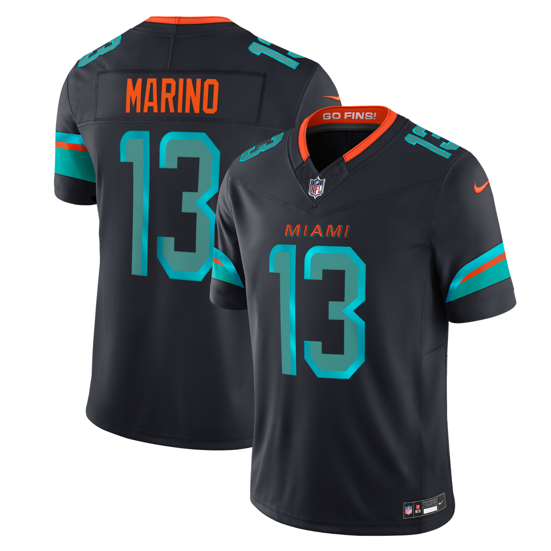 Miami Dolphins Dan Marino Nike Navy Rivalries Collection Stitched Limited Jersey product image 1, provided for visual