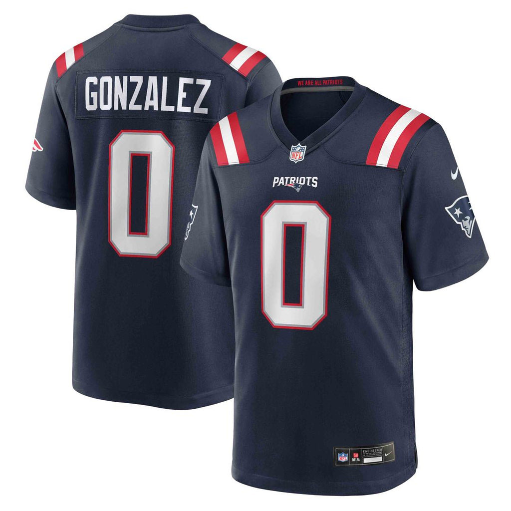 New England Patriots Christian Gonzalez Nike Navy Team Game Jersey product image 1, provided for visual reference and