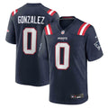 New England Patriots Christian Gonzalez Nike Navy Team Game Jersey product image 1, provided for visual reference and