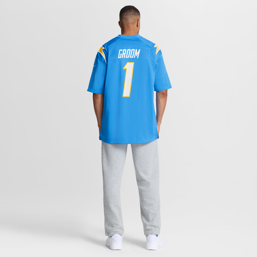 Los Angeles Chargers Number 1 Groom Nike Powder Blue Game Jersey product image 8, provided for visual reference and product