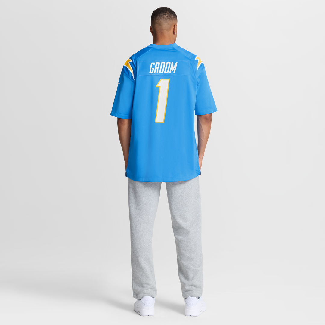 Los Angeles Chargers Number 1 Groom Nike Powder Blue Game Jersey product image 8, provided for visual reference and product