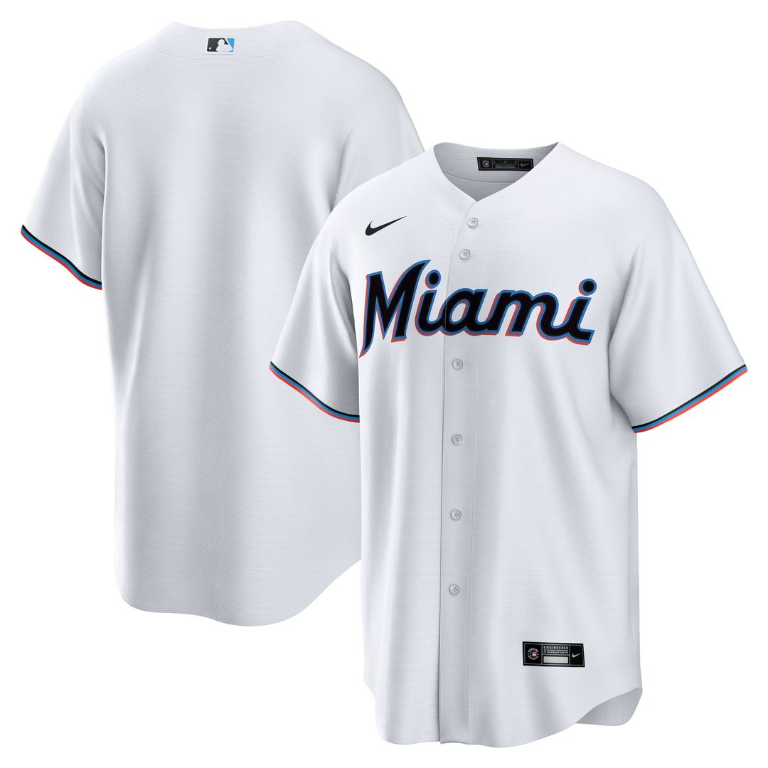 Miami Marlins Nike White Home Blank Replica Jersey product image 1, provided for visual reference and product detail review