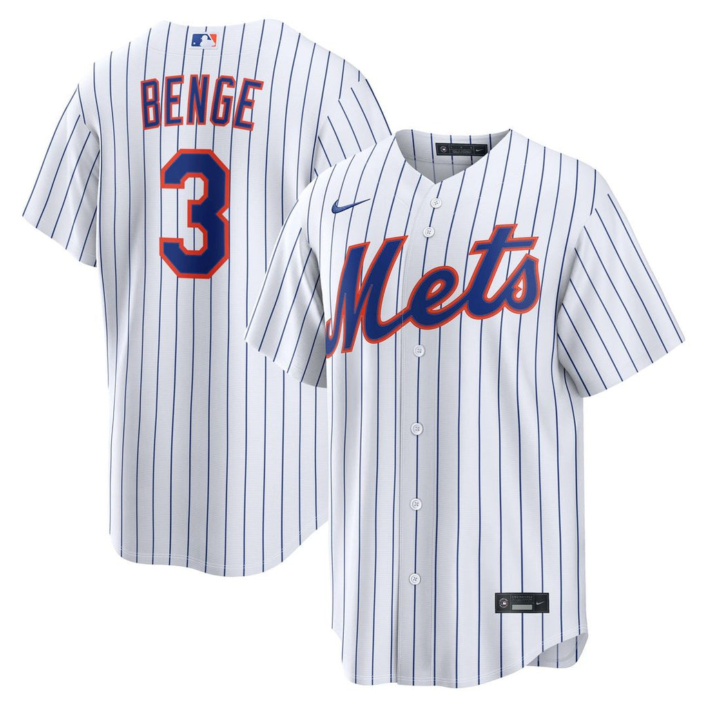 New York Mets Carson Benge Nike White Home Replica Jersey product image 1, provided for visual reference and product detail