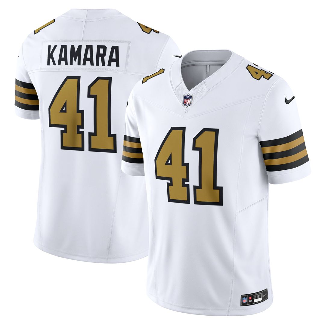 New Orleans Saints Alvin Kamara Nike White Alternate Vapor F.U.S.E. Limited Jersey product image 1, provided for visual
