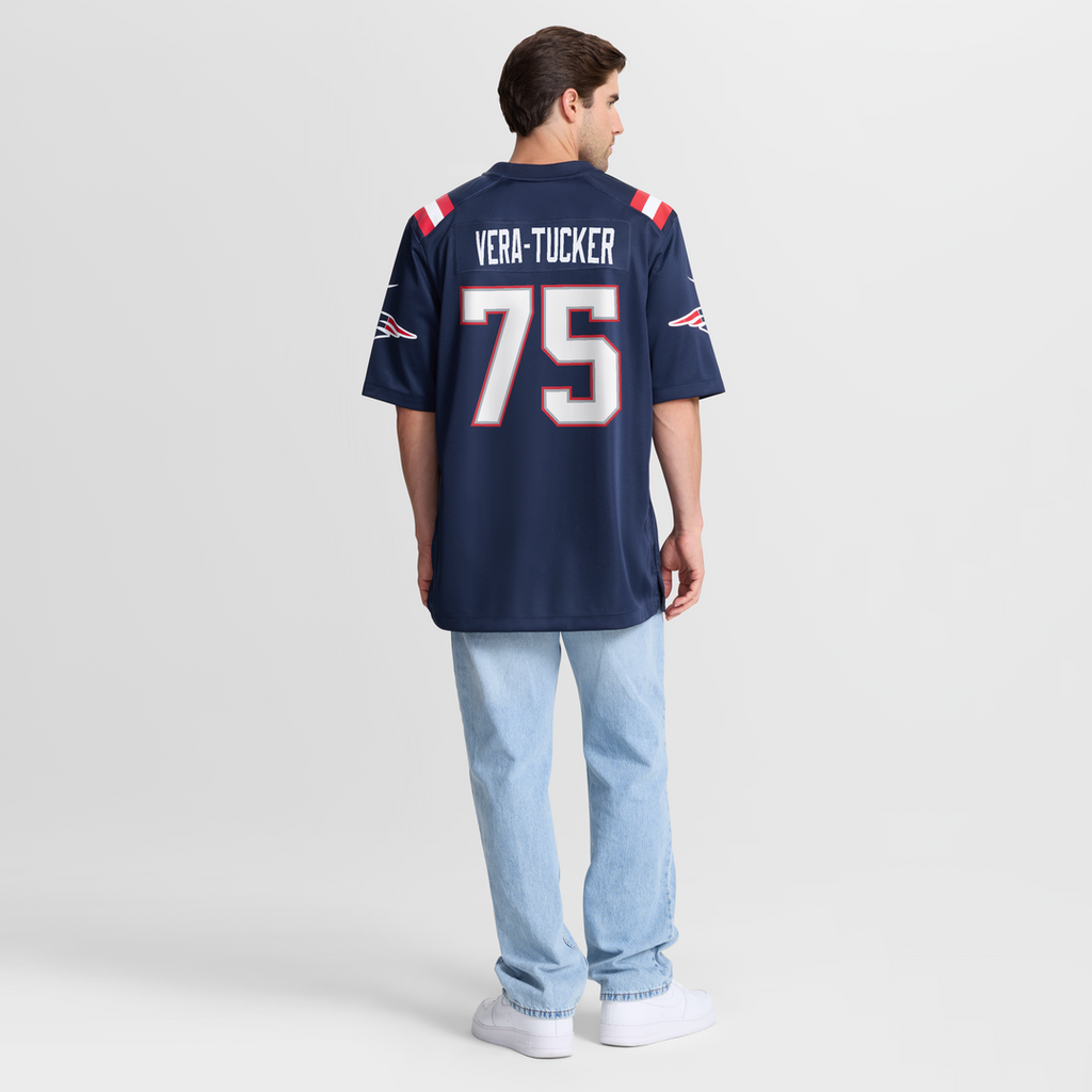 New England Patriots Alijah Vera-Tucker Nike Navy Team Game Jersey product image 3, provided for visual reference and