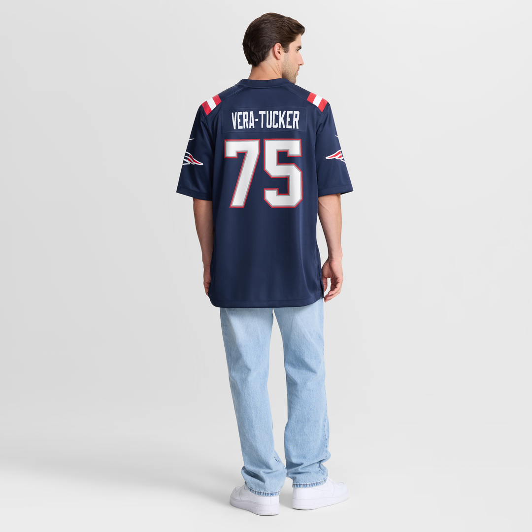 New England Patriots Alijah Vera-Tucker Nike Navy Team Game Jersey product image 3, provided for visual reference and