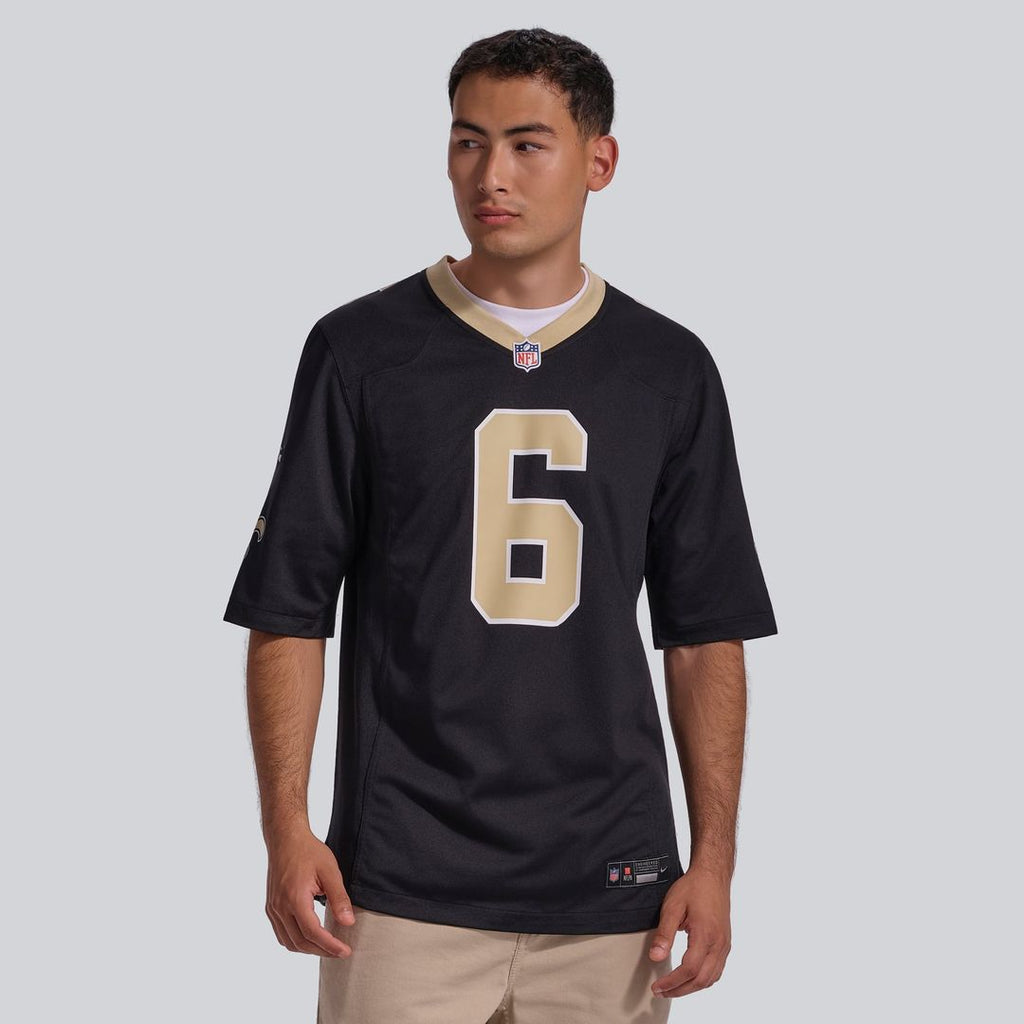 New Orleans Saints Tyler Shough Nike Black Game Jersey product image 2, provided for visual reference and product detail