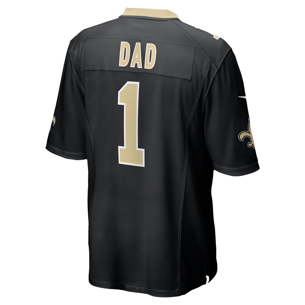 New Orleans Saints Number 1 Dad Nike Black Game Jersey product image 3, provided for visual reference and product detail