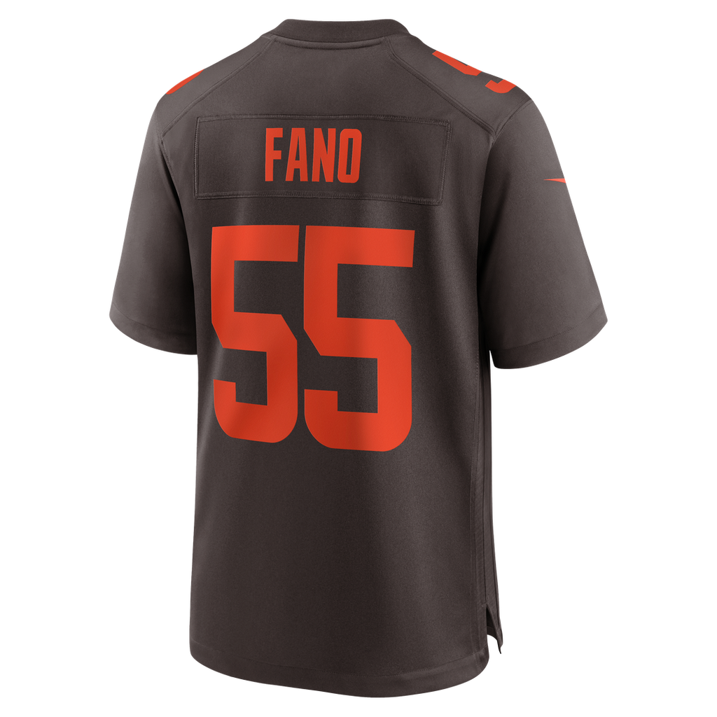Cleveland Browns Spencer Fano Nike Brown Alternate Game Jersey product image 3, provided for visual reference and product