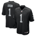 Las Vegas Raiders Number 1 Groom Nike Black Game Jersey product image 1, provided for visual reference and product detail