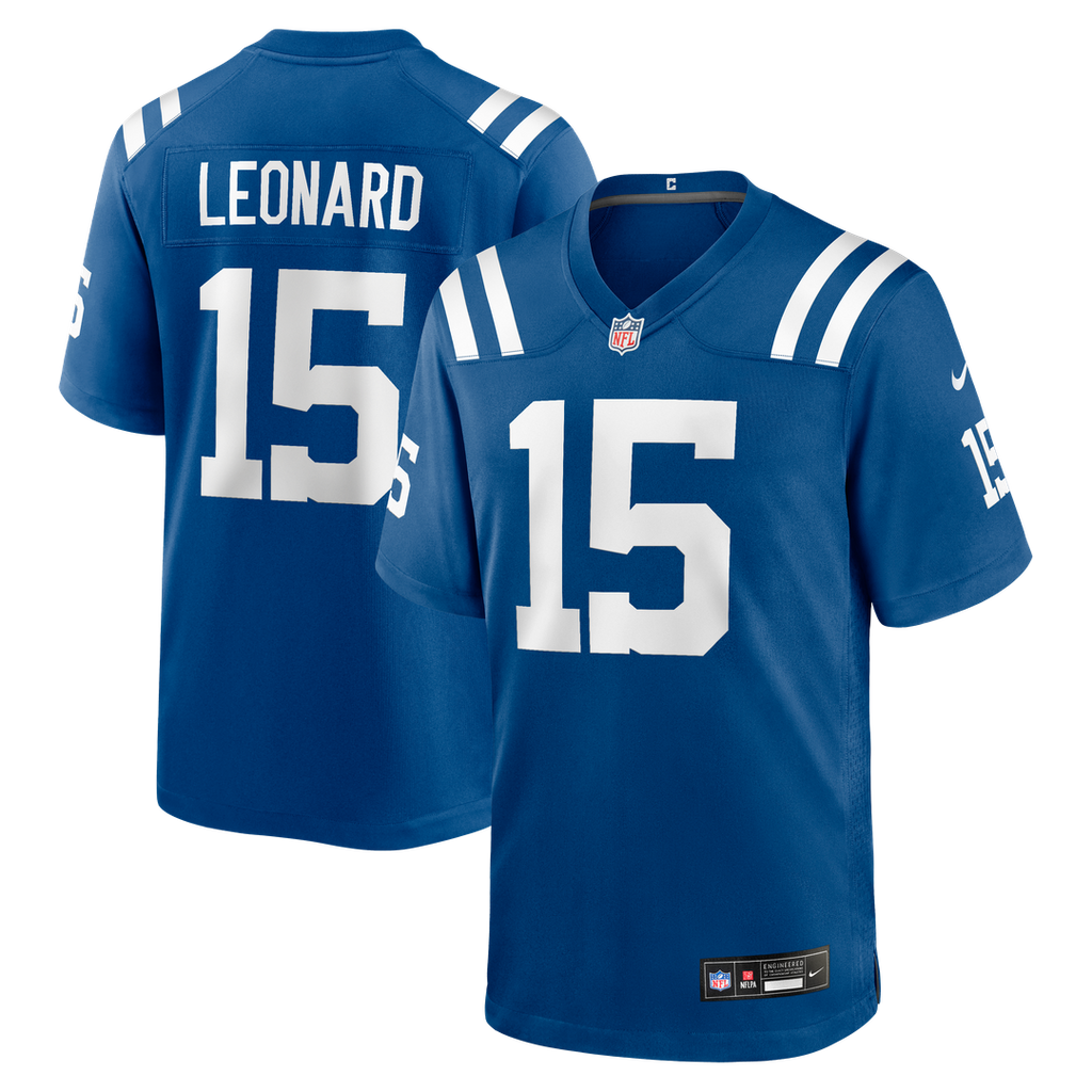 Indianapolis Colts Riley Leonard Nike Royal Team Game Jersey product image 1, provided for visual reference and product