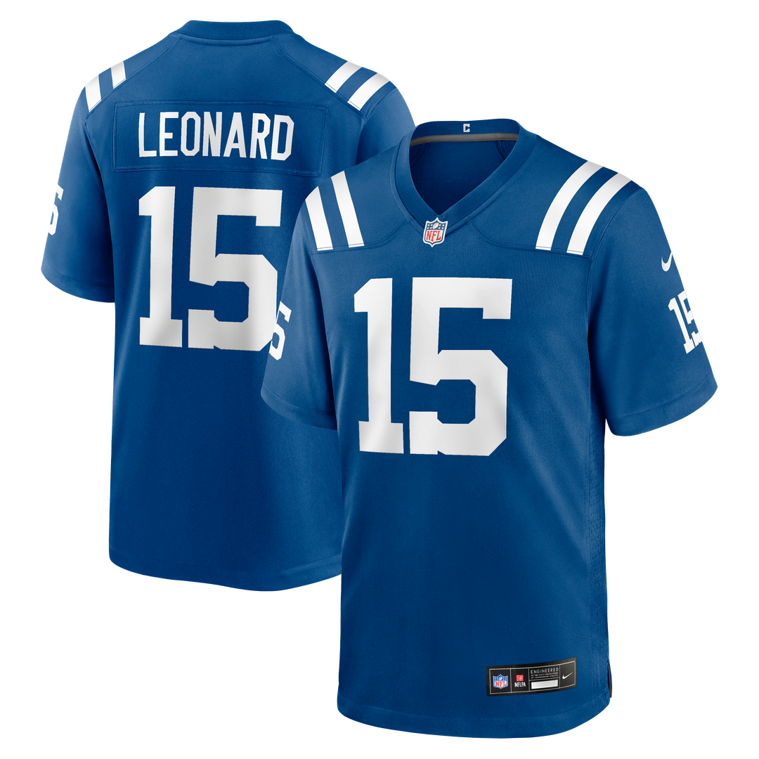 Indianapolis Colts Riley Leonard Nike Royal Team Game Jersey product image 1, provided for visual reference and product