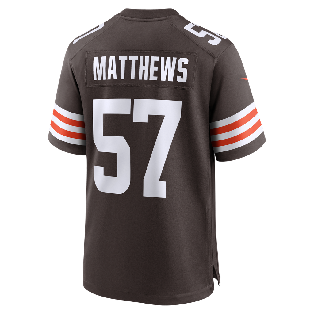 Cleveland Browns Clay Matthews Nike Brown Game Retired Player Jersey product image 3, provided for visual reference and