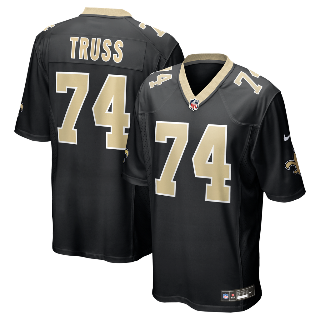 New Orleans Saints Xavier Truss Nike Black Team Game Jersey product image 1, provided for visual reference and product