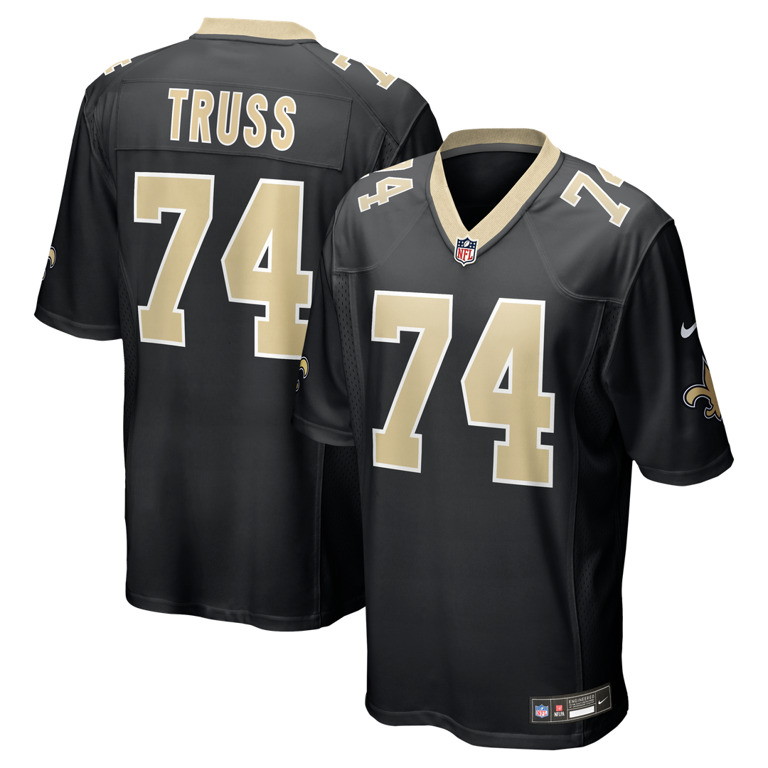 New Orleans Saints Xavier Truss Nike Black Team Game Jersey product image 1, provided for visual reference and product