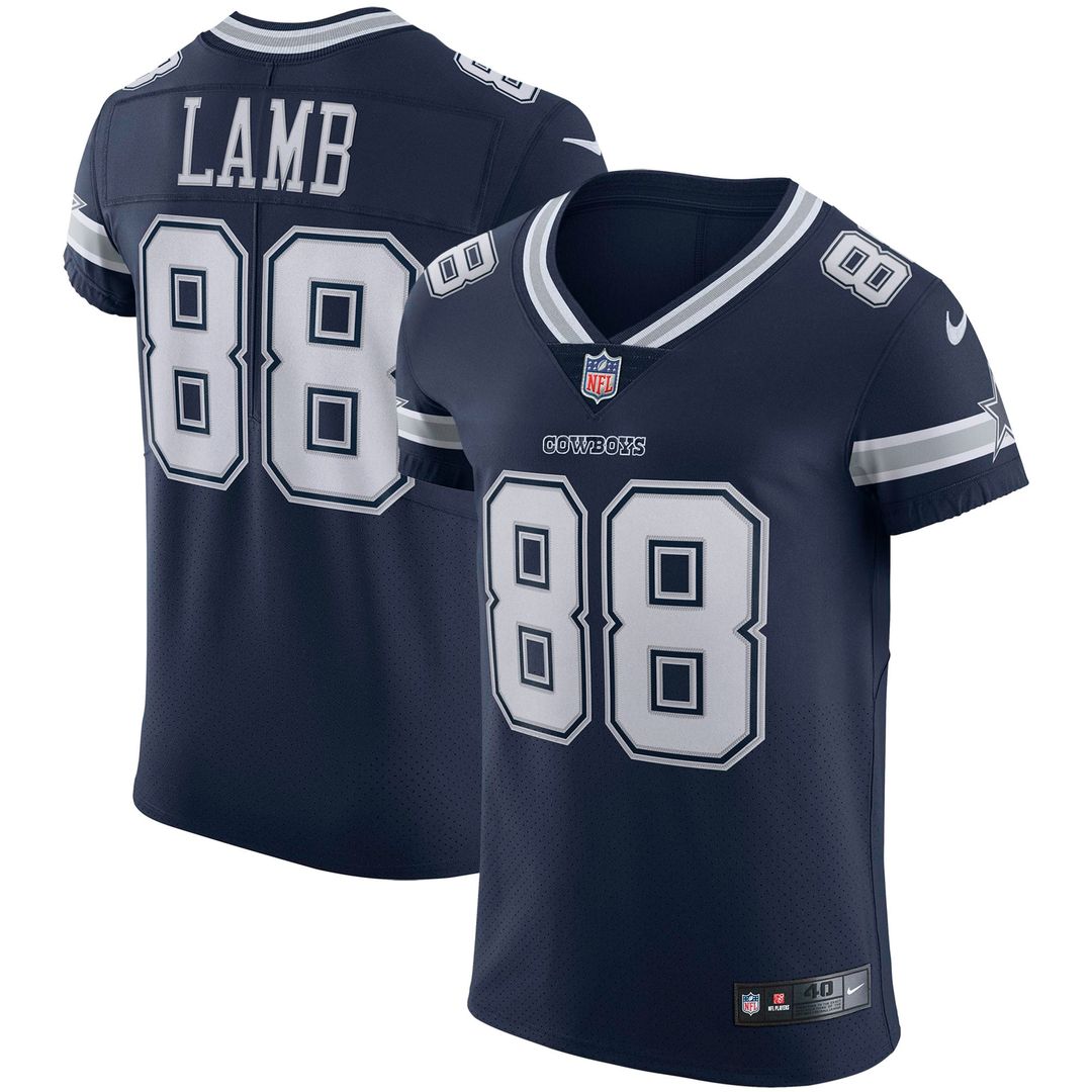 Dallas Cowboys CeeDee Lamb Nike Navy Vapor Elite Jersey product image 1, provided for visual reference and product detail